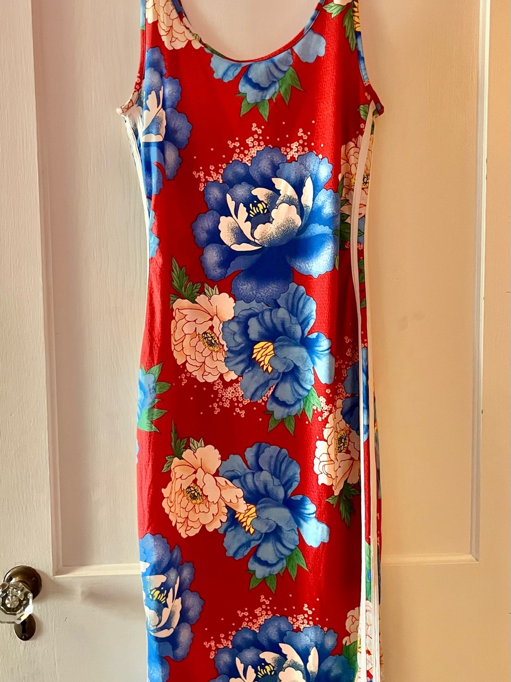adidas x Farm Rio Chita Red & Blue Floral Bodycon Tank Dress - Picture 6 of 13
